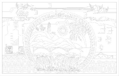 山水風景浮雕雕塑原創(chuàng)手繪設計稿