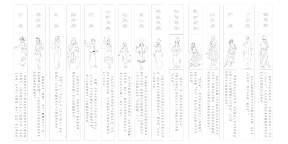 民族團(tuán)結(jié)浮雕雕塑原創(chuàng)手繪設(shè)計(jì)稿